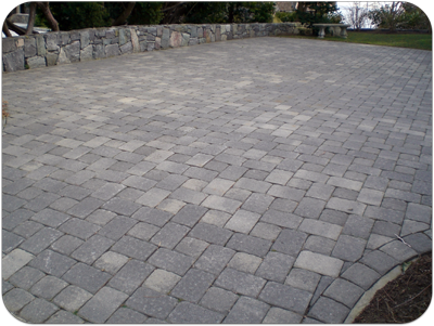 Picture of a unilock paver driveway