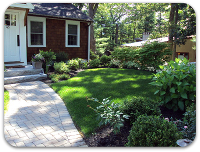 Picture of thriving green grass and clean garden beds